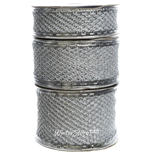Декоративная лента Сеточка серебряная 300*5 см Kaemingk