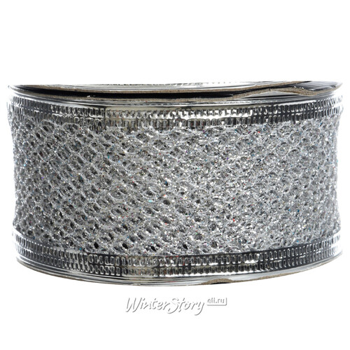Декоративная лента Сеточка серебряная 400*4 см Kaemingk