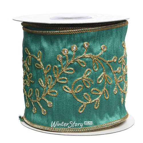 Декоративная лента Emerald Windsor: Бриллиантовая Омела 500*10 см Kaemingk