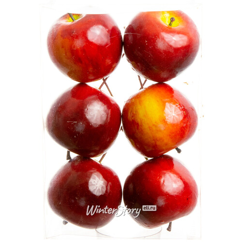Декоративные Красные Яблоки на проволоке 7 см, 6 шт Hogewoning