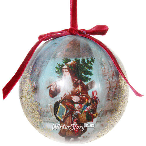 Елочный шар из папье-маше Щедрый Санта 11 см ShiShi