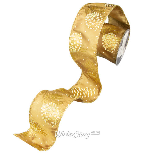Декоративная лента Золотая Роскошь: Шишки 270*6 см Kaemingk