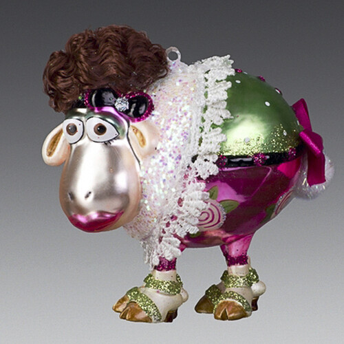 Овца "Леди с кружевным воротничком" стеклянная, 10х6х10 см Holiday Classics