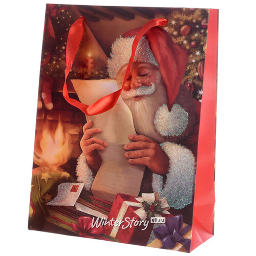 Подарочный пакет Добрый Санта с письмами 24*18 см Kaemingk