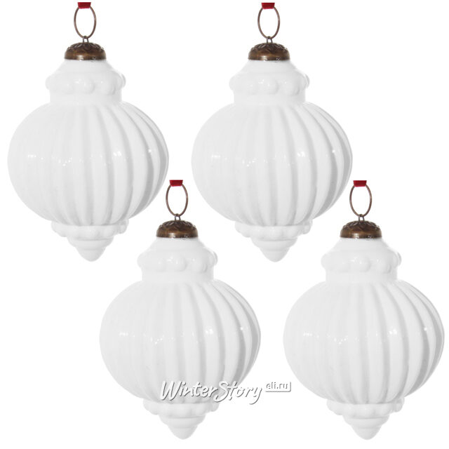 Набор винтажных луковок Зимняя Загадка 10 см, 4 шт, стекло ShiShi