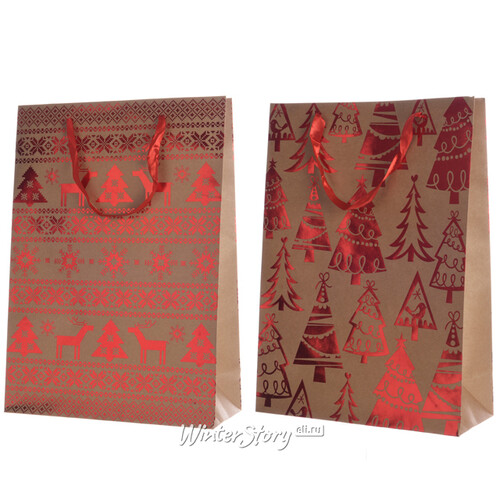 Подарочный пакет Новогодний Стиль: Олени 42*30 см Kaemingk