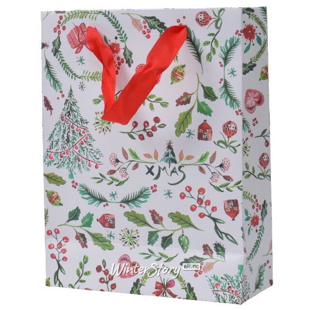 Подарочный пакет Xmas Style 42*30 см белый Kaemingk