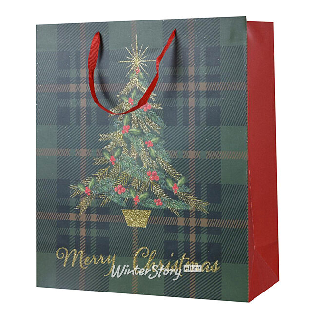 Подарочный пакет Merry Christmas 48*42 см зеленый Kaemingk (Кейминг)
