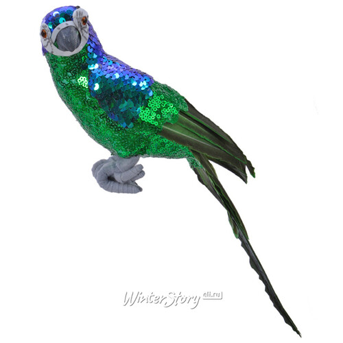 Декоративная фигура Королевский попугай Сантьяго 30 см изумрудно-синий Kaemingk