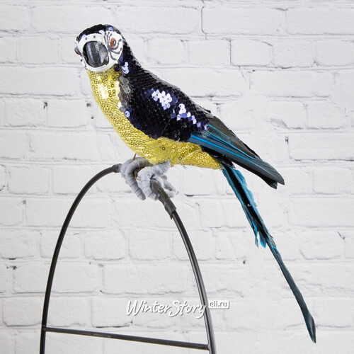 Декоративная фигура Королевский попугай Сантьяго 30 см сине-золотой Kaemingk