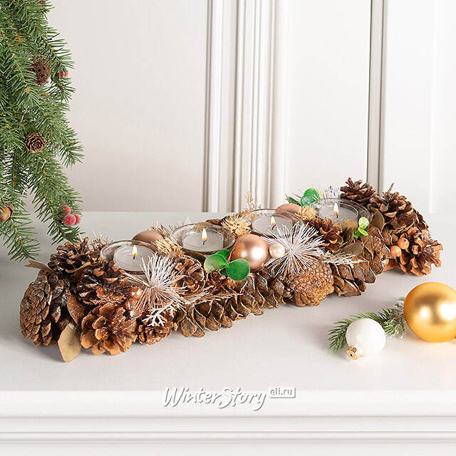 Подсвечник из шишек Ротондо 46 см Kaemingk (Кейминг)
