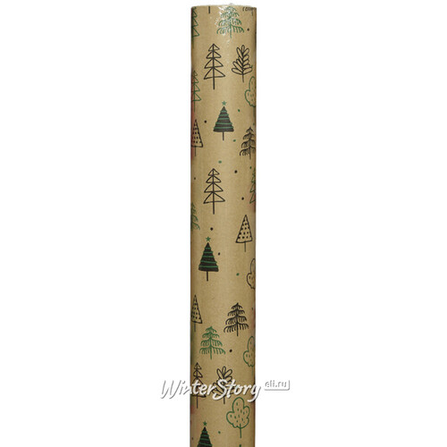 Крафт бумага для подарков Christmas Eve: Зелёный лес 200*70 см Kaemingk