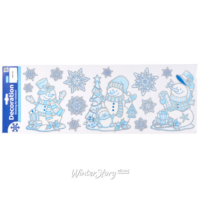 Наклейки на окна Новогодние Снеговички 60*21 см Kaemingk