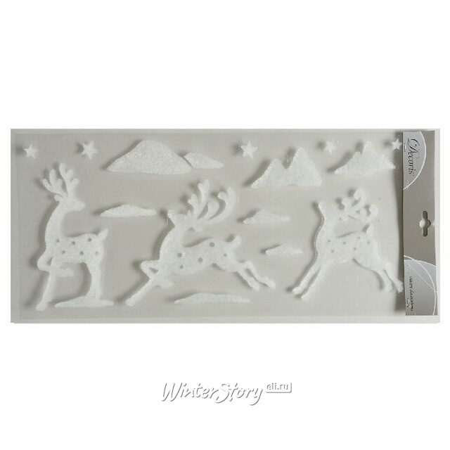 Новогодние наклейки на окна Олени 49*23 см Kaemingk