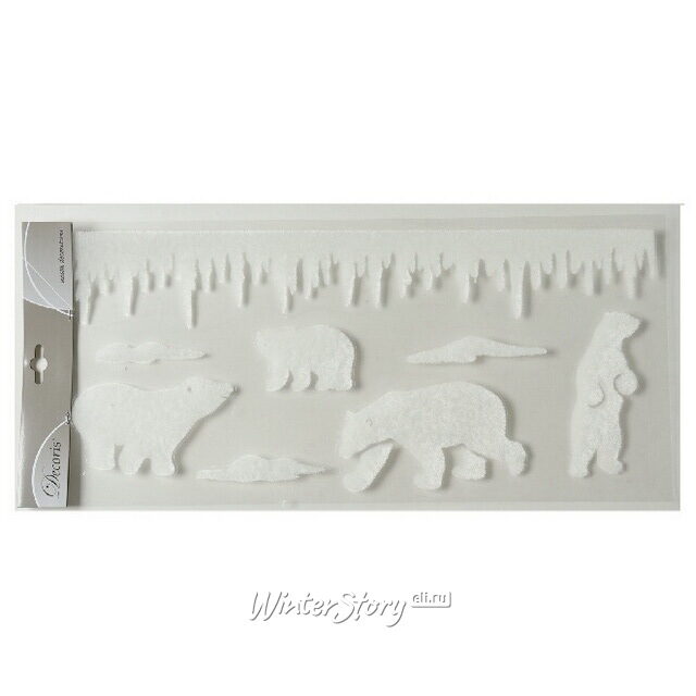 Новогодние наклейки на окна Медведи 49*23 см Kaemingk