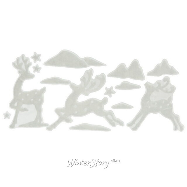 Новогодние наклейки на окна Олени 49*23 см Kaemingk