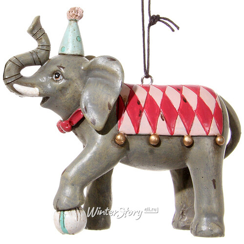Елочная игрушка Цирковой Слоник, 12 см, подвеска ShiShi