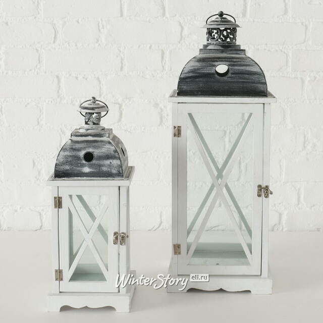 Набор деревянных подсвечников-фонарей Мадера 42-60 см, 2 шт Boltze