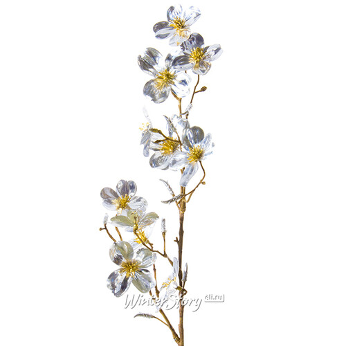 Ветка Цветущий Кизил серебряная  65 см ShiShi