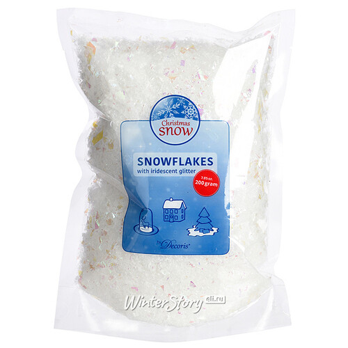 Снег в хлопьях Snowflake с перламутровыми блестками, 200 г Kaemingk