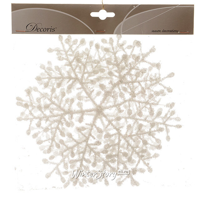 Елочная игрушка Снежинка Заснеженная 23 см, 3 шт, подвеска Kaemingk (Кейминг)