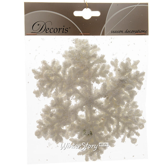 Елочная игрушка Снежинка Заснеженная 16 см, 4 шт, подвеска Kaemingk (Кейминг)