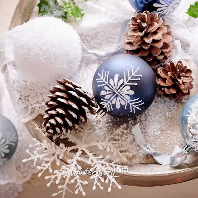 Елочная игрушка Снежинка Заснеженная 16 см, 4 шт, подвеска Kaemingk (Кейминг)