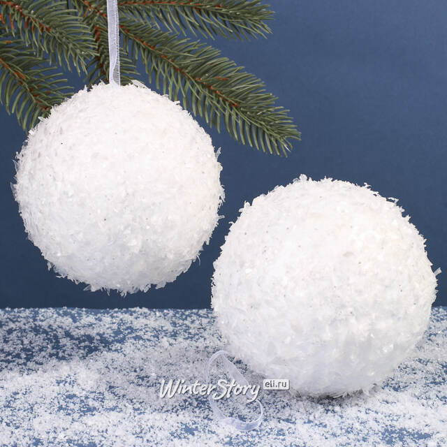 Набор елочных шаров Снежки Shiny 10 см, 2 шт Kaemingk