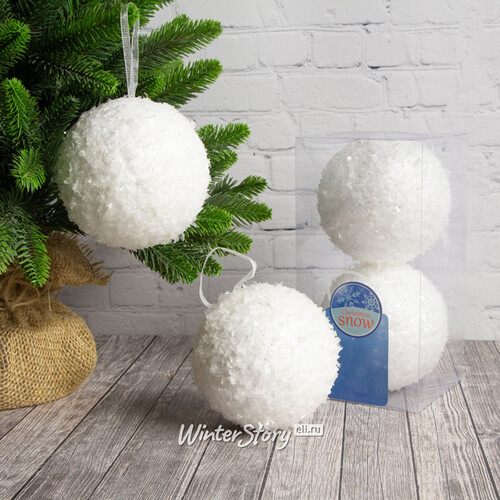 Набор елочных шаров Снежки Shiny 10 см, 2 шт Kaemingk
