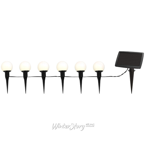 Садовый светильник - гирлянда на солнечной батарее Solar Globus 6 теплых белых ламп, 5 м, IP44 Star Trading