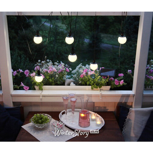 Садовый светильник - гирлянда на солнечной батарее Solar Globus 6 теплых белых ламп, 5 м, IP44 Star Trading
