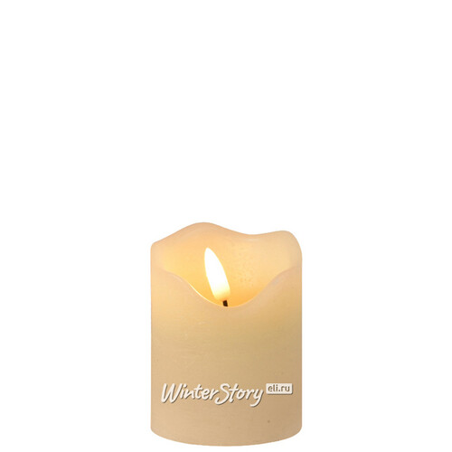 Светодиодная свеча с имитацией пламени Стелла 9 см кремовая восковая на батарейках Kaemingk