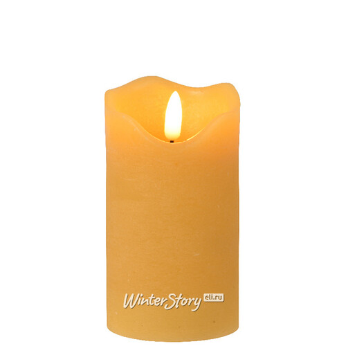 Светодиодная свеча с имитацией пламени Стелла 13 см горчичная восковая на батарейках Kaemingk
