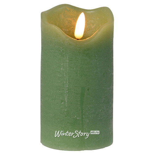 Светодиодная свеча с имитацией пламени Стелла 13 см эвкалиптовая восковая на батарейках Kaemingk