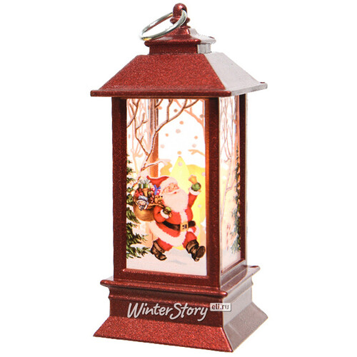 Новогодний фонарик Зимнее Волшебство 13 см красный на батарейках Kaemingk