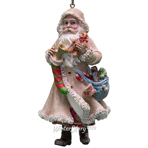 Елочная игрушка Санта в Бежевой шубе с игрушками 11*5*6 см, подвеска Holiday Classics