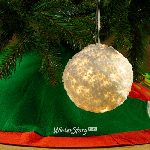 Светящийся шар Снежное Чудо 15 см, 10 теплых белых LED ламп, батарейки, таймер Kaemingk