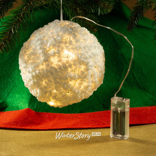 Светящийся шар Снежное Чудо 25 см, 20 теплых белых LED ламп, батарейки, таймер Kaemingk