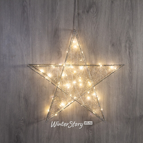 Светодиодная фигура Звезда Lotta Shine 50 см, 60 теплых белых LED ламп, IP20 Kaemingk