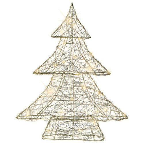 Светящаяся елка Lotta Shine 40 см 30 теплых белых LED ламп, серебряная проволока, батарейки, таймер Kaemingk