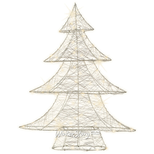 Светящаяся елка Ажурная 60 см 60 теплых белых LED ламп, серебряная проволока Kaemingk