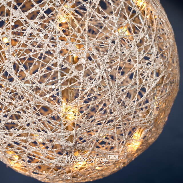 Светящийся шар Снежный 20 см, 20 теплых белых LED ламп, на батарейках Kaemingk (Кейминг)