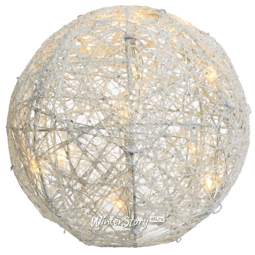 Светящийся шар Снежный 20 см, 20 теплых белых LED ламп, на батарейках Kaemingk