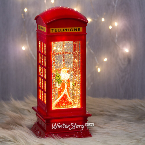 Новогодний фонарь - снежный шар London Telephone 27 см на батарейках Kaemingk