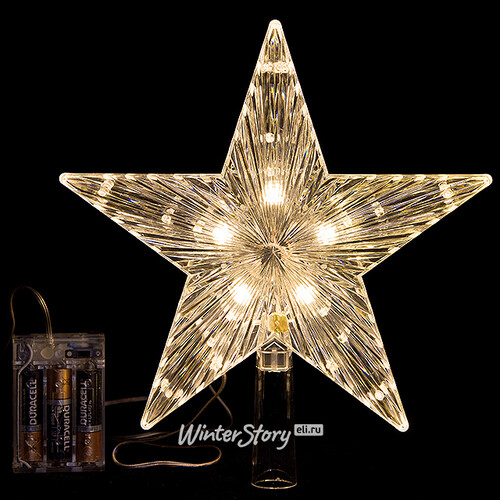 Светящаяся Звезда на елку 22 см, 5 теплых белых LED ламп, на батарейке Kaemingk