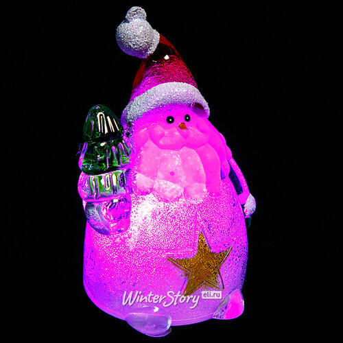 Светящаяся елочная игрушка Рождественская фигурка - Санта со Звездой 9 см на батарейке, подвеска Kaemingk