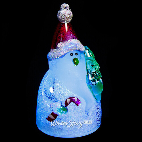 Светящаяся елочная игрушка Рождественская фигурка - Санта с Карамельной Палочкой 9 см на батарейке, подвеска Kaemingk