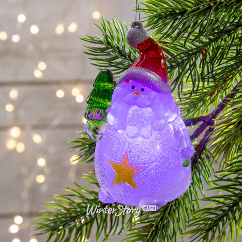 Светящаяся елочная игрушка Рождественская фигурка - Санта со Звездой 9 см на батарейке, подвеска Kaemingk