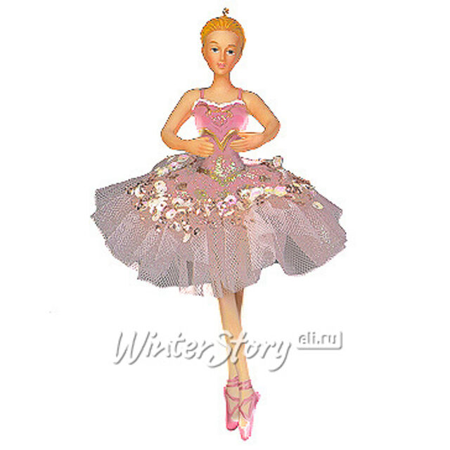 Елочное украшение Балерина Спящая Красавица в розовом платье 19 см, подвеска Holiday Classics