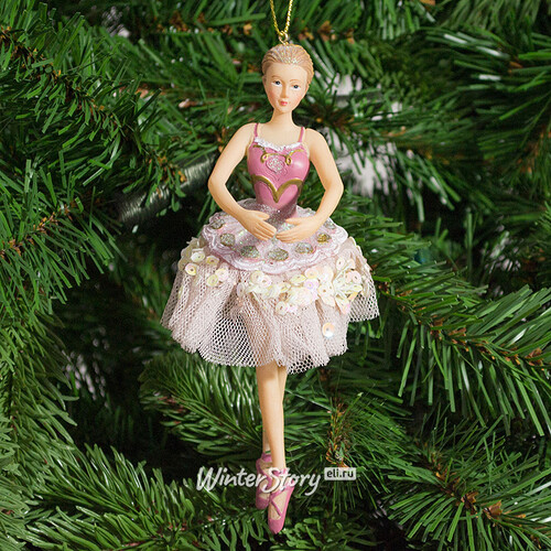 Елочное украшение Балерина Спящая Красавица в розовом платье 19 см, подвеска Holiday Classics